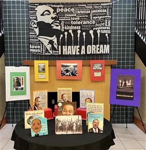 Images of Dr. King in a foyer